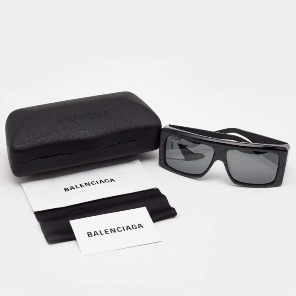 New Authentic Balenciaga Black BB0002S Shield Sunglasses - Picture 5 of 17